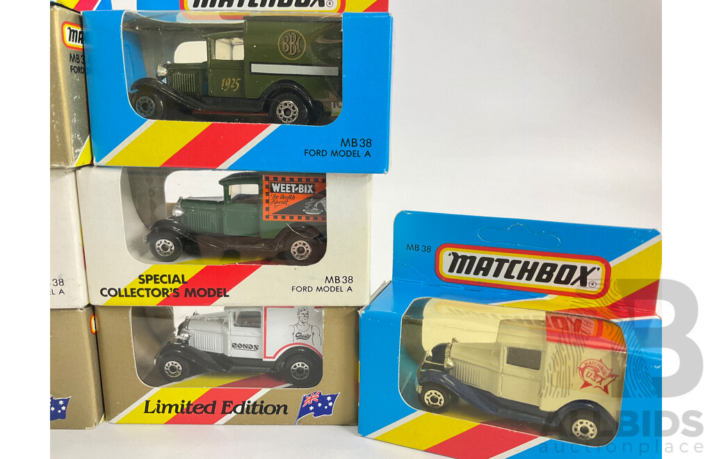 Twelve Matchbox Australian Collectors Model/Special Collector's Model Trucks Including Champion, John West, Royal Mail, Weetbix, Bonds, BBC