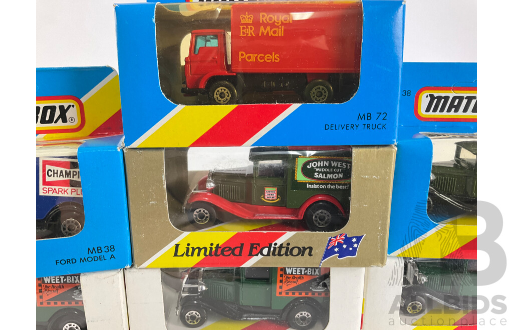 Twelve Matchbox Australian Collectors Model/Special Collector's Model Trucks Including Champion, John West, Royal Mail, Weetbix, Bonds, BBC