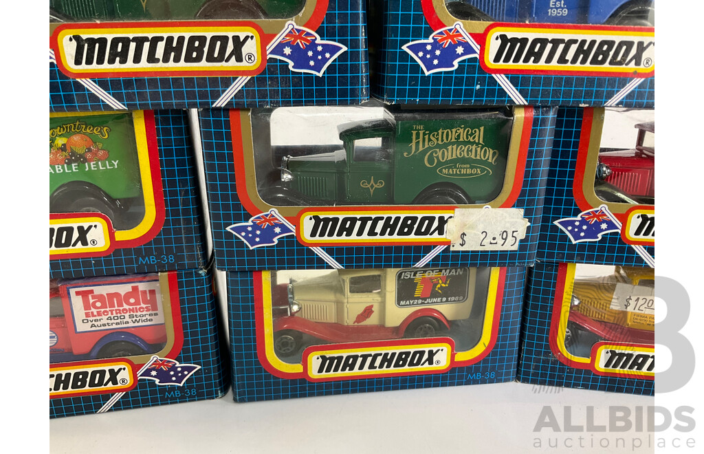 Twelve  Matchbox Ford Model T and A Promotional Trucks Including Isle of Man, Rowntrees, Mitre 10, Chester Children Hospital