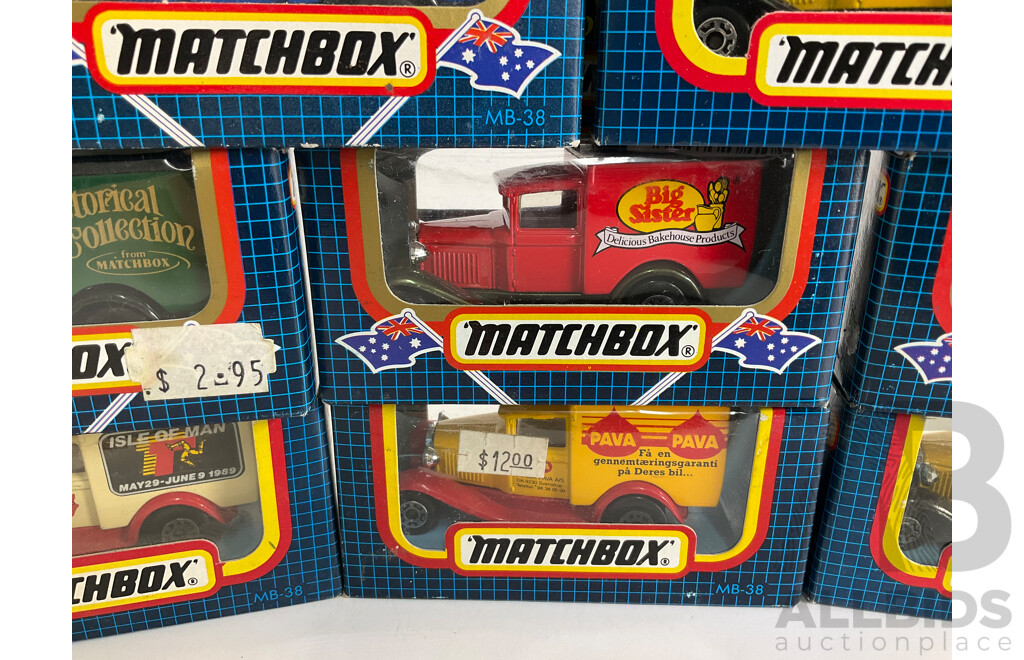 Twelve  Matchbox Ford Model T and A Promotional Trucks Including Isle of Man, Rowntrees, Mitre 10, Chester Children Hospital