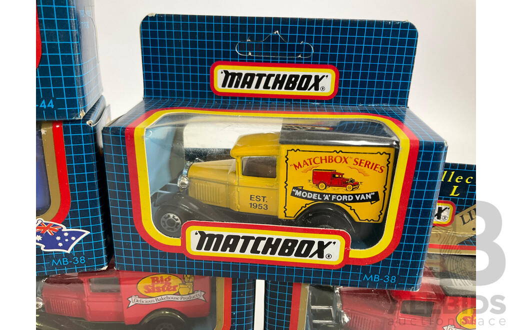 Twelve  Matchbox Ford Model T and A Promotional Trucks Including Isle of Man, Rowntrees, Mitre 10, Chester Children Hospital