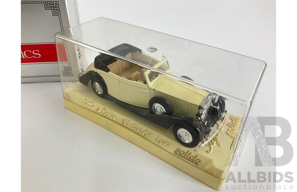 Vintage Diecast Corgi 1912 Rolls Royce Silver Ghost, Solido Rolls Royce Coupe and Cabriolet