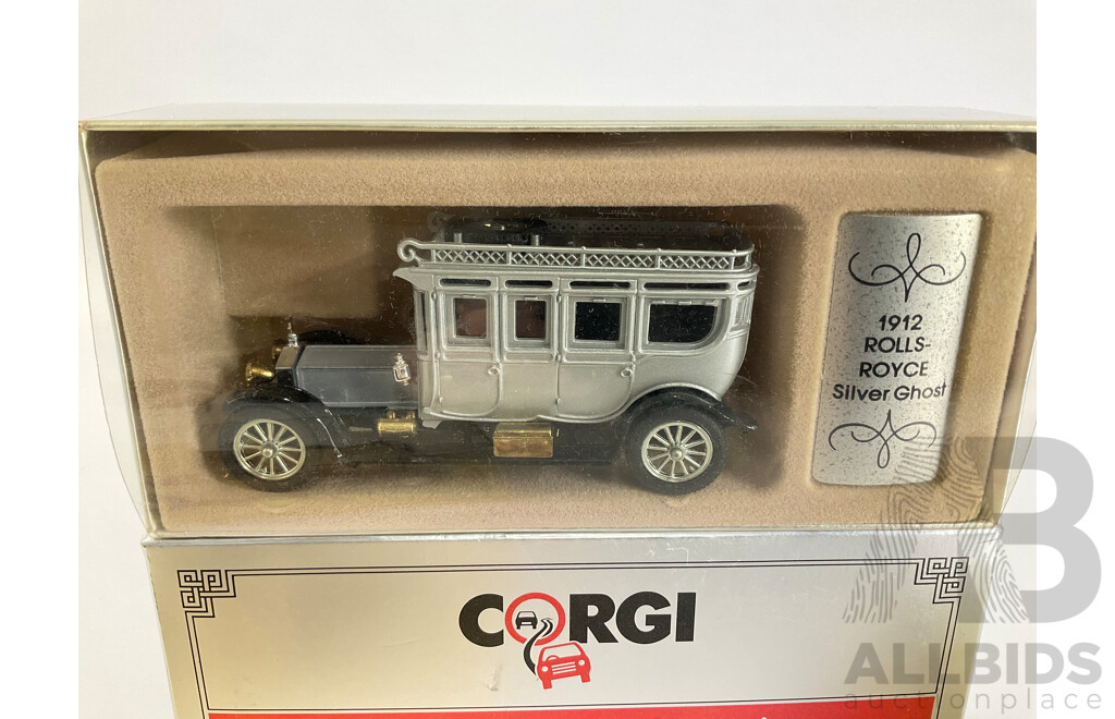 Vintage Diecast Corgi 1912 Rolls Royce Silver Ghost, Solido Rolls Royce Coupe and Cabriolet
