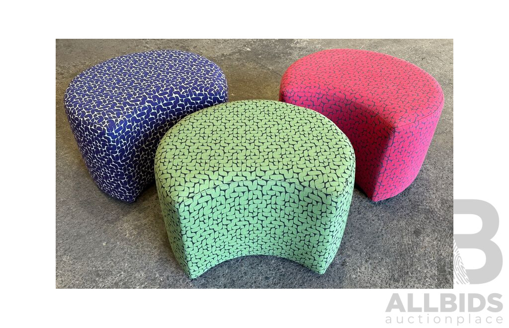 Pattern Padded Stools - Lot of 3