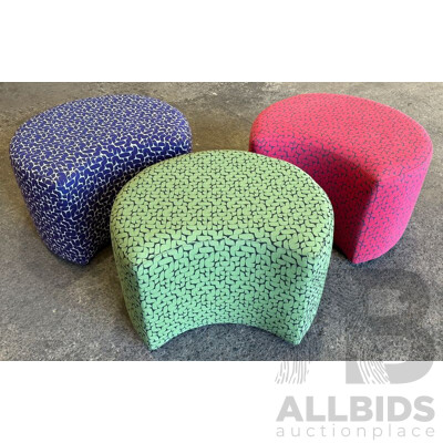 Pattern Padded Stools - Lot of 3