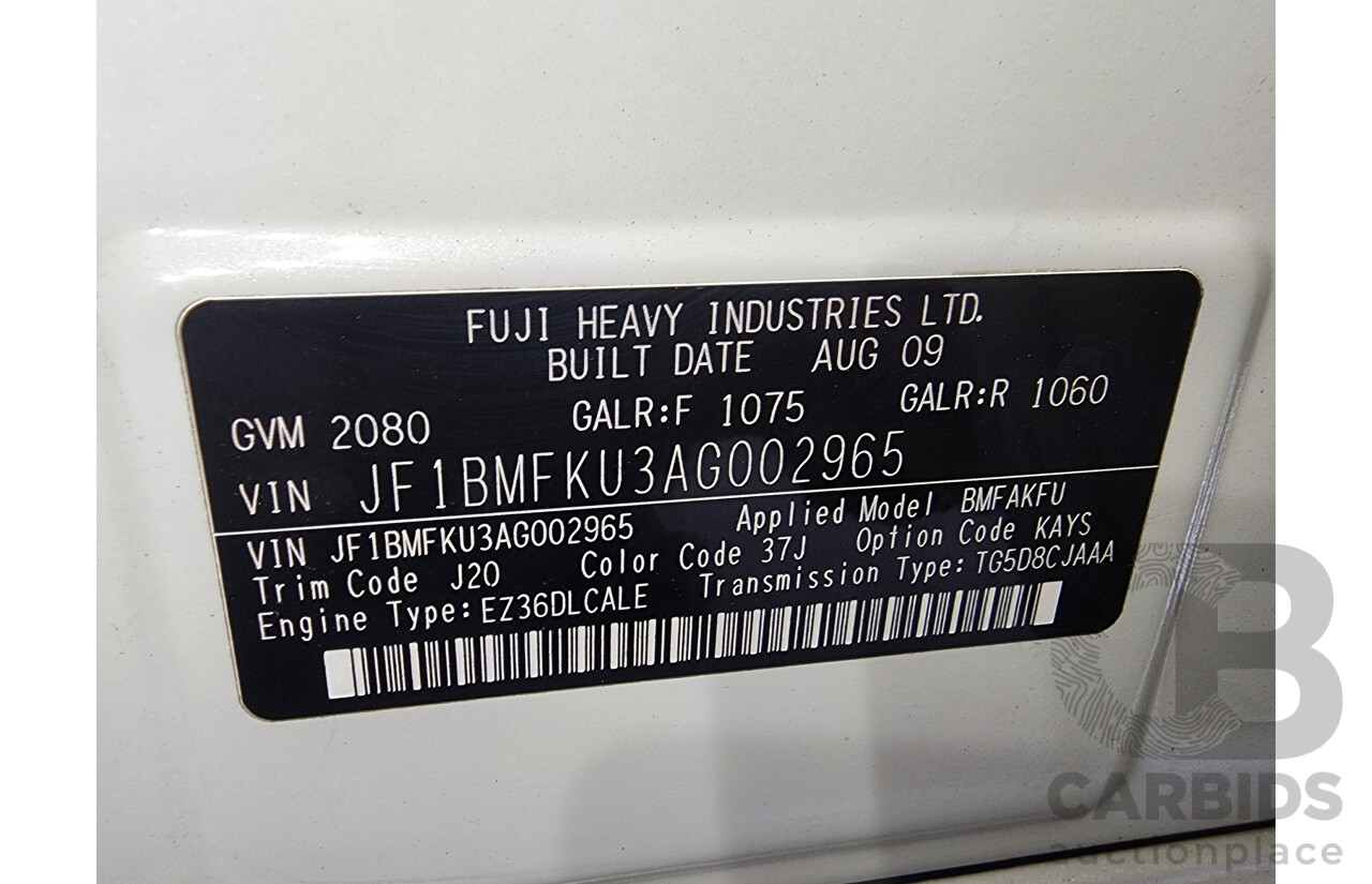 9/2009 Subaru Liberty 3.6R Premium (sat) MY10 4d Sedan White 3.6L