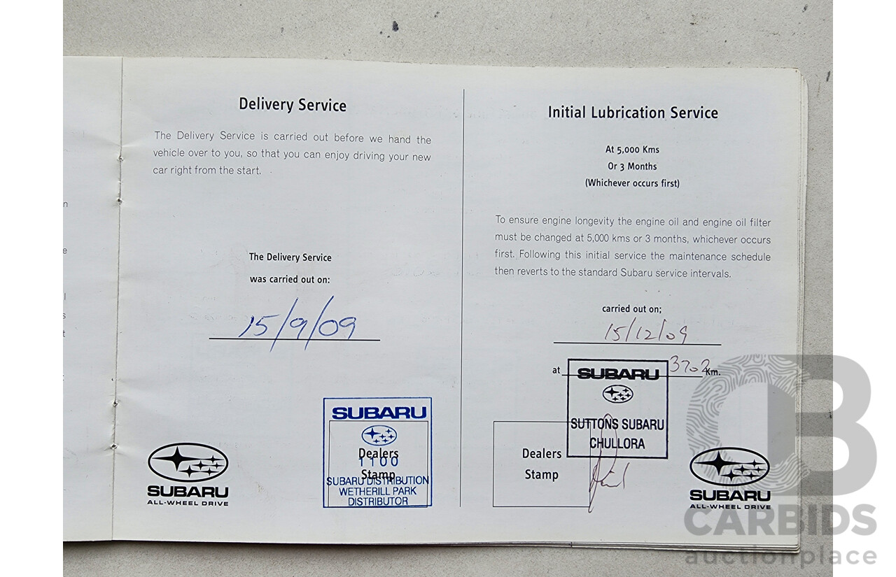 9/2009 Subaru Liberty 3.6R Premium (sat) MY10 4d Sedan White 3.6L