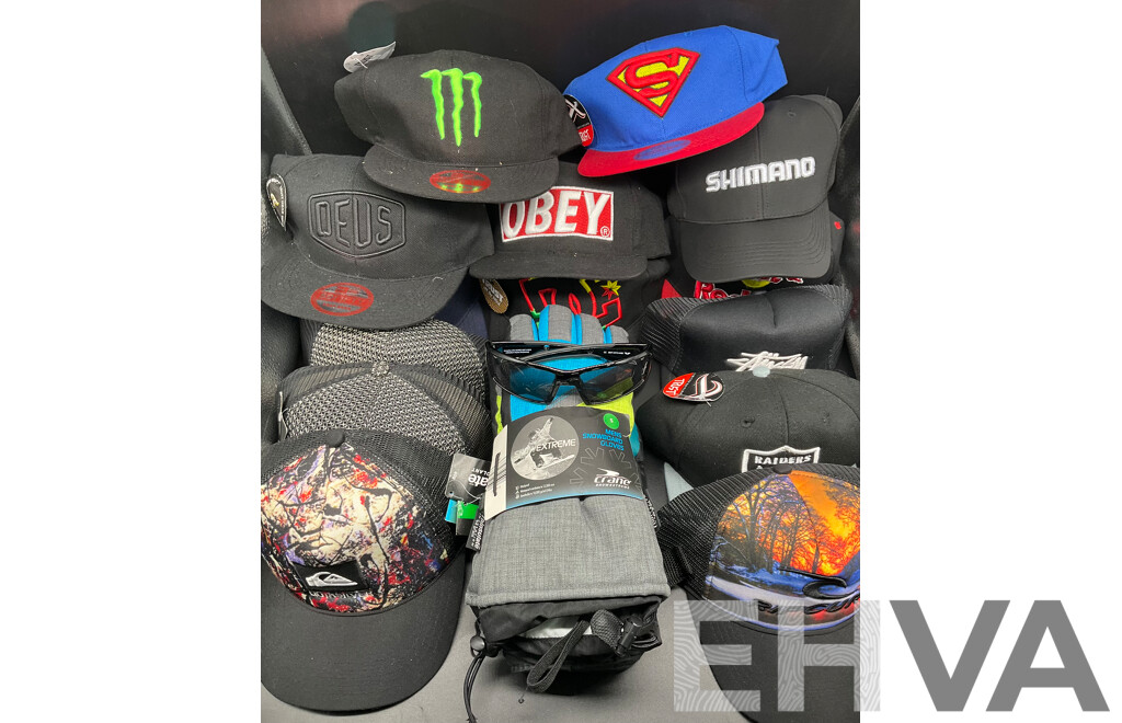 Collection of Caps (x14), Snow Gloves and AERIAL Sunglases - Lot of 16