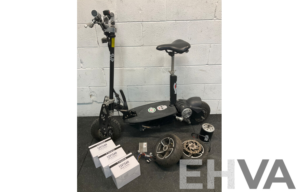 Electric Scooter and Spare Part Including Wheels, Batteries and More