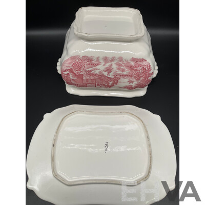 Pink Transferware Soup Tureen with Lid Laddle and Underplate, MARCATO Atlas 150 Pasta Machine - Lot of 2