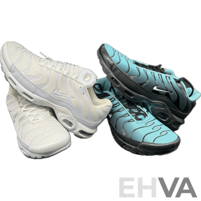 Air Max Plus Light Retro Aqua Fade Sneakers, Air Max Plus White Mens Sneakers - Both Branded NIKE - Lot of 2