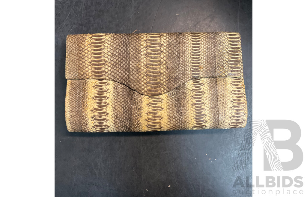 2x Snakeskin Purse & Dior Makeup Bag & Assorted Wallets - Lot of 6