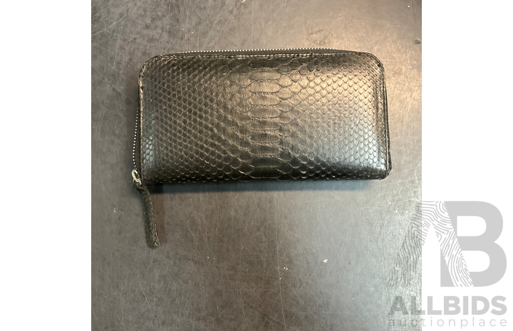 2x Snakeskin Purse & Dior Makeup Bag & Assorted Wallets - Lot of 6