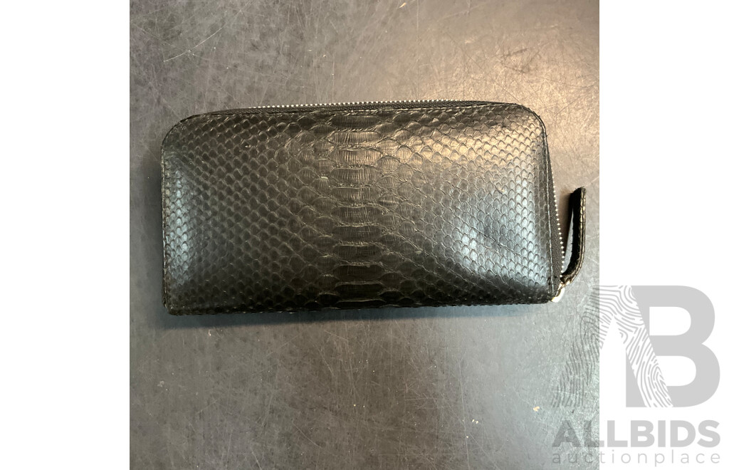 2x Snakeskin Purse & Dior Makeup Bag & Assorted Wallets - Lot of 6