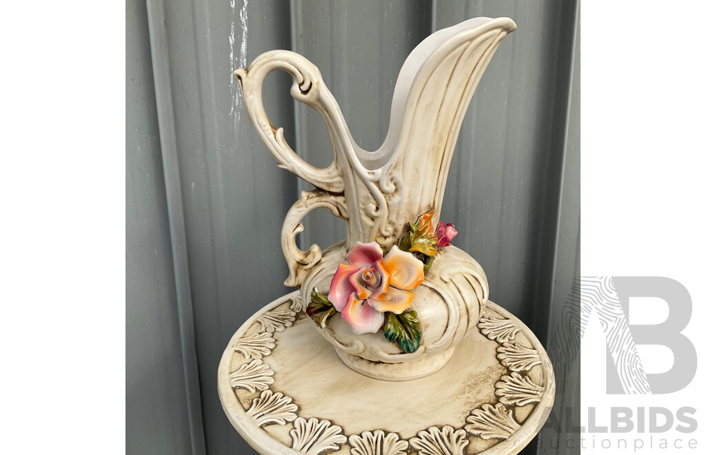 Vintage Capodimonte Floral Pitcher/Vase - Lot of 7