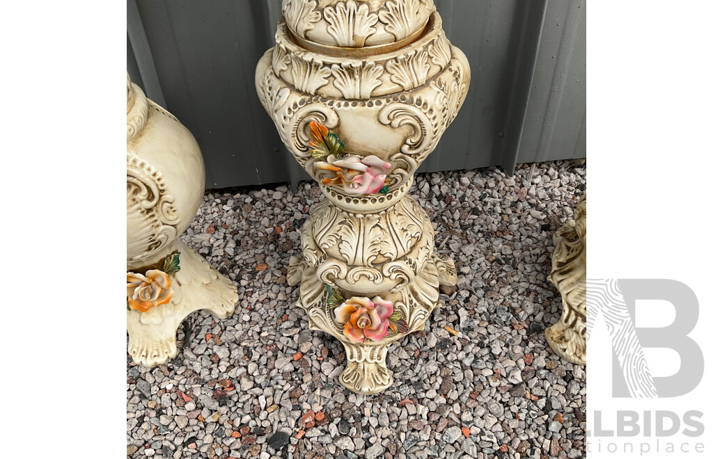 Vintage Capodimonte Floral Pitcher/Vase - Lot of 7