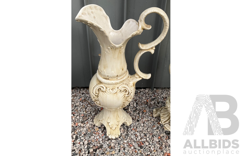 Vintage Capodimonte Floral Pitcher/Vase - Lot of 7