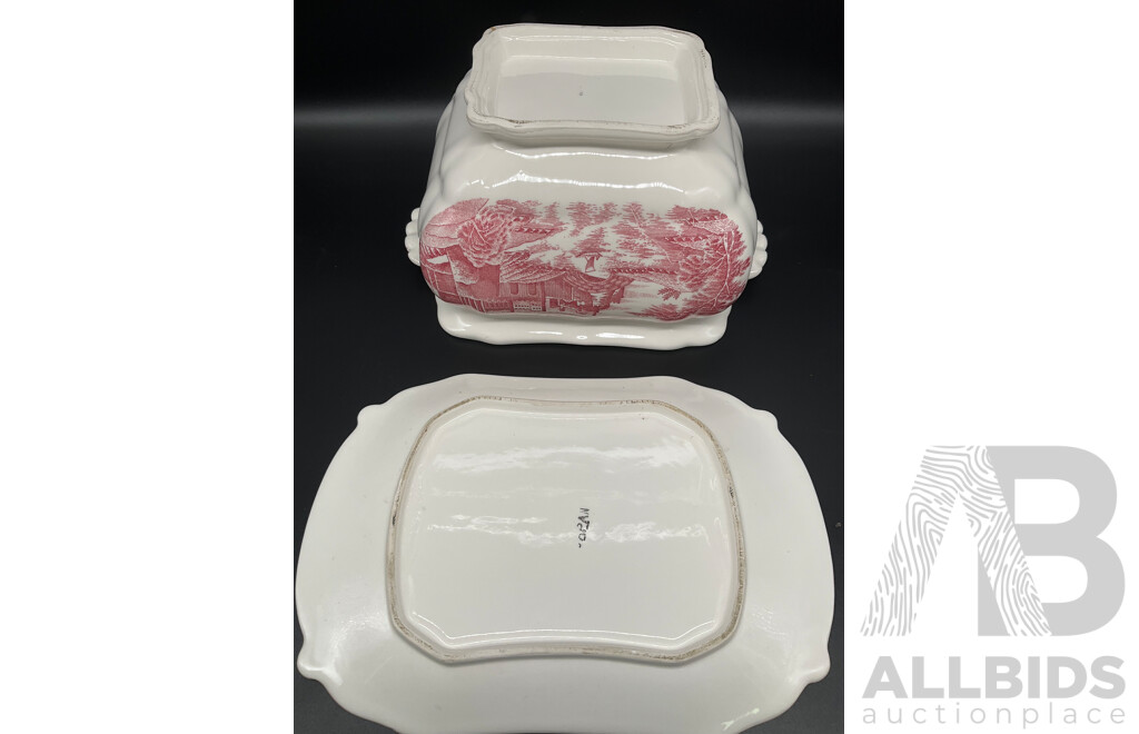 Pink Transferware Soup Tureen with Lid Laddle and Underplate, MARCATO Atlas 150 Pasta Machine - Lot of 2