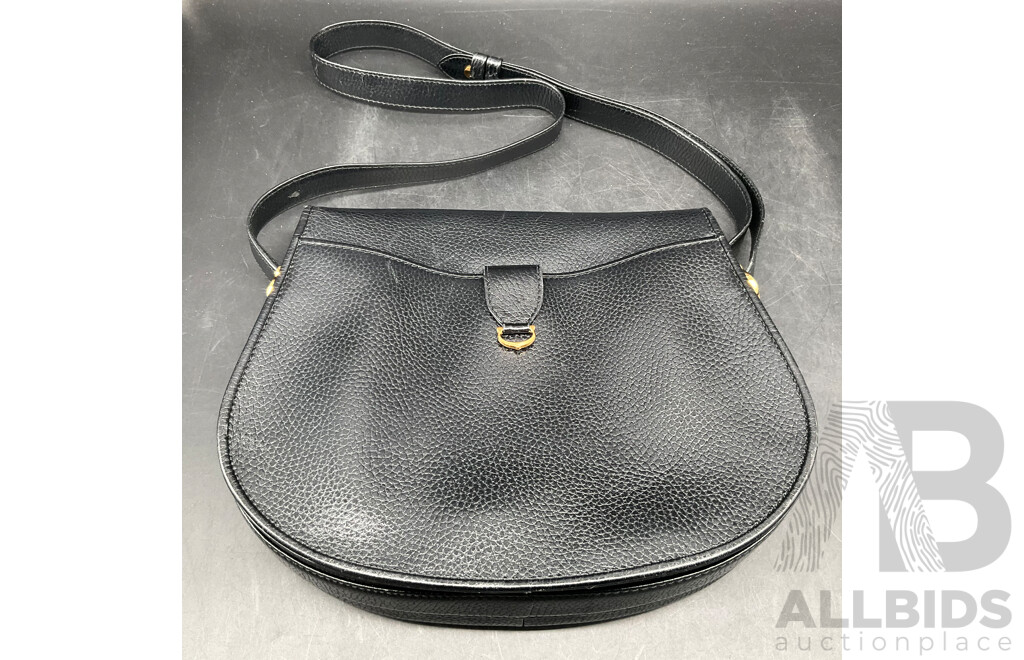 Cartier Vintage Black Leather Shoulder Bag with Authenticity Card Included.