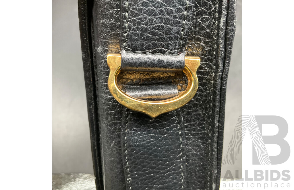 Cartier Vintage Black Leather Shoulder Bag with Authenticity Card Included.