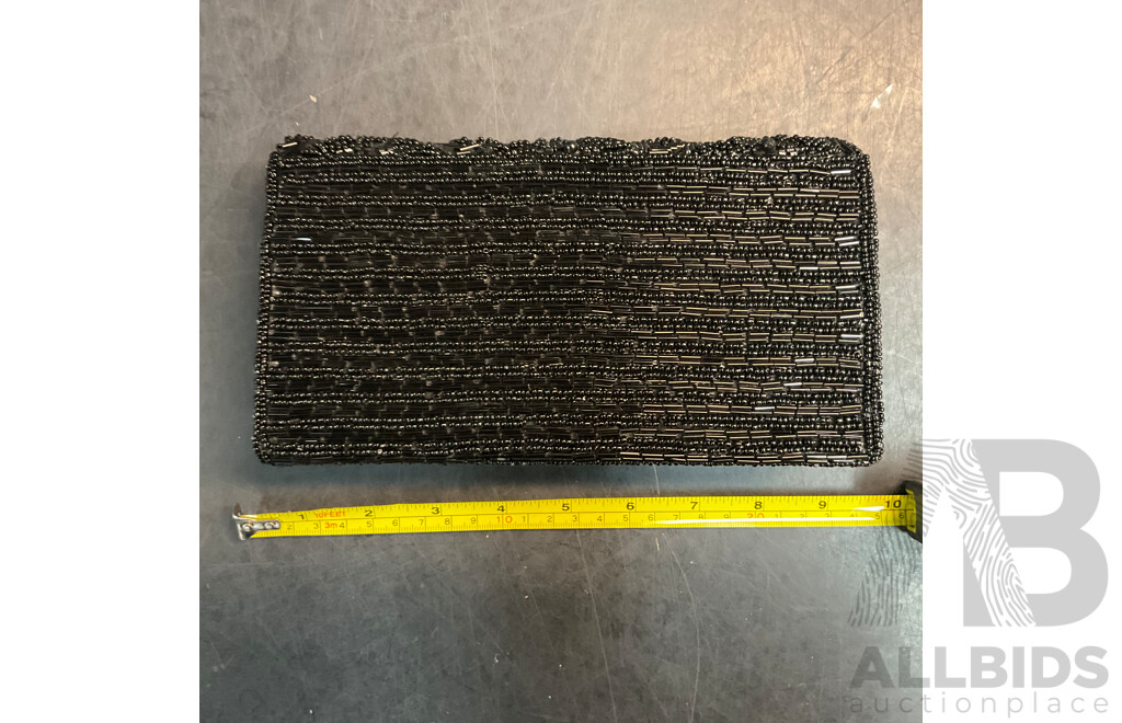Vintage Beaded Black Evening Clutches - Lot of 4