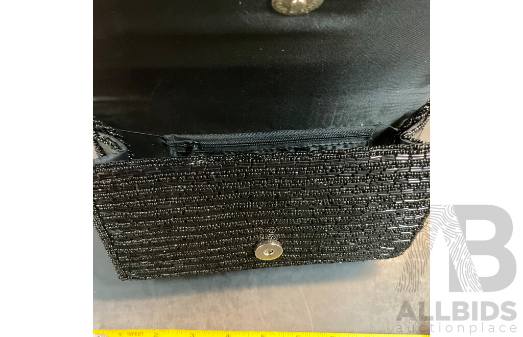 Vintage Beaded Black Evening Clutches - Lot of 4