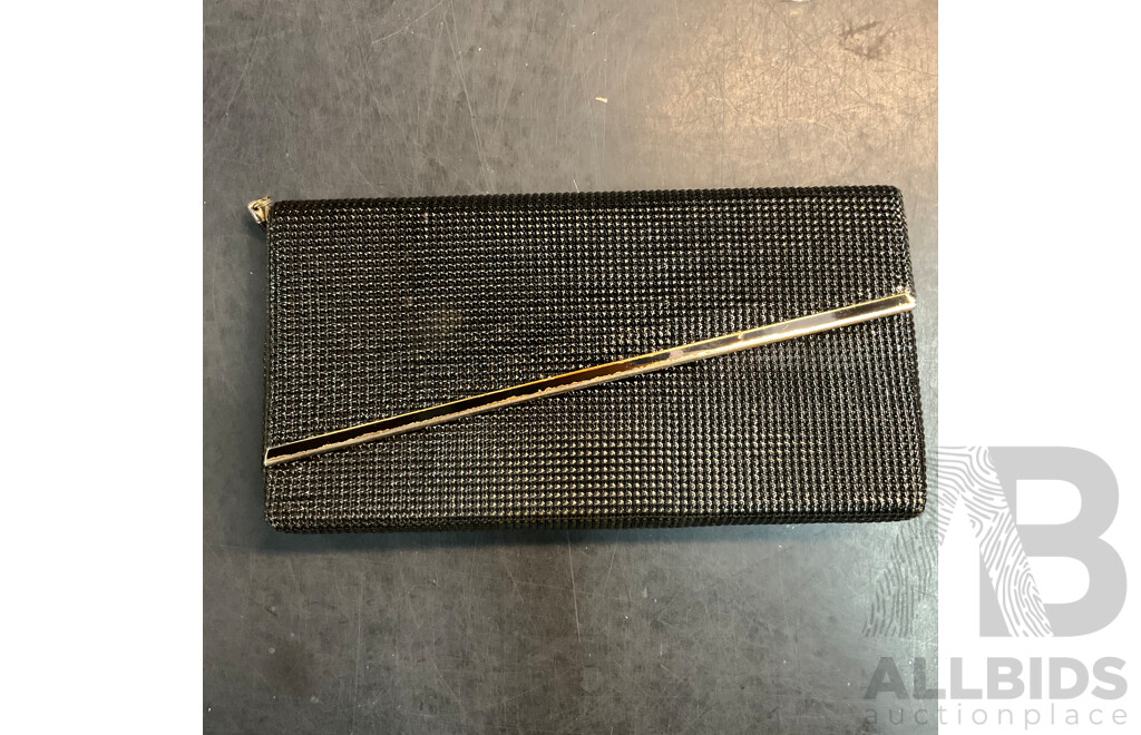 Vintage Beaded Black Evening Clutches - Lot of 4
