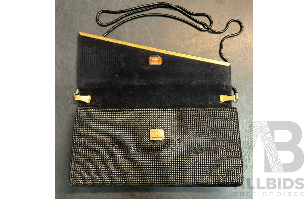 Vintage Beaded Black Evening Clutches - Lot of 4
