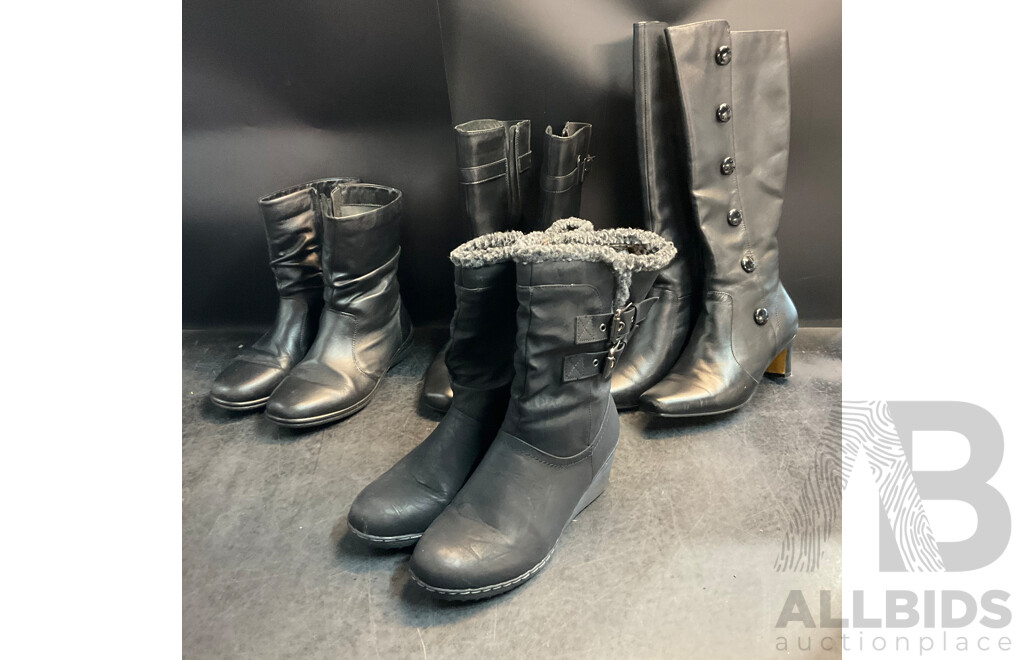 Assorted Women's Black Short & Long Boots  - Size 39/8/9 - Lot of 4