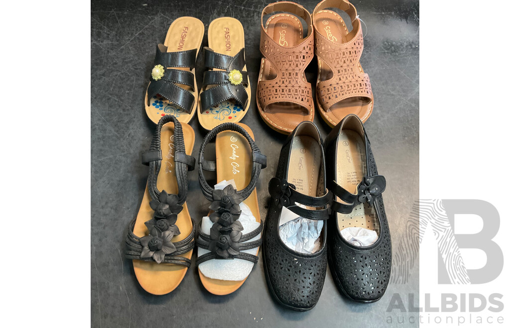 Assorted Women's Open Toe Shoes & Loafer - Size 39/8/40 - Lot of 4