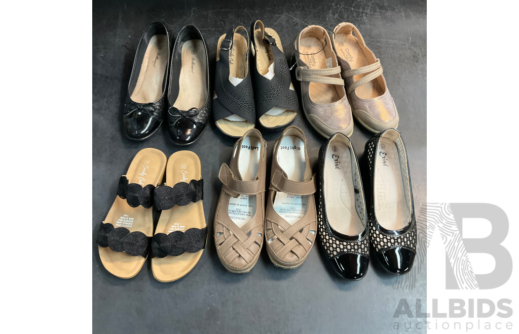Assorted Women's Open Toes Shoes & Loafers - Size 39/9 - Lot of 6