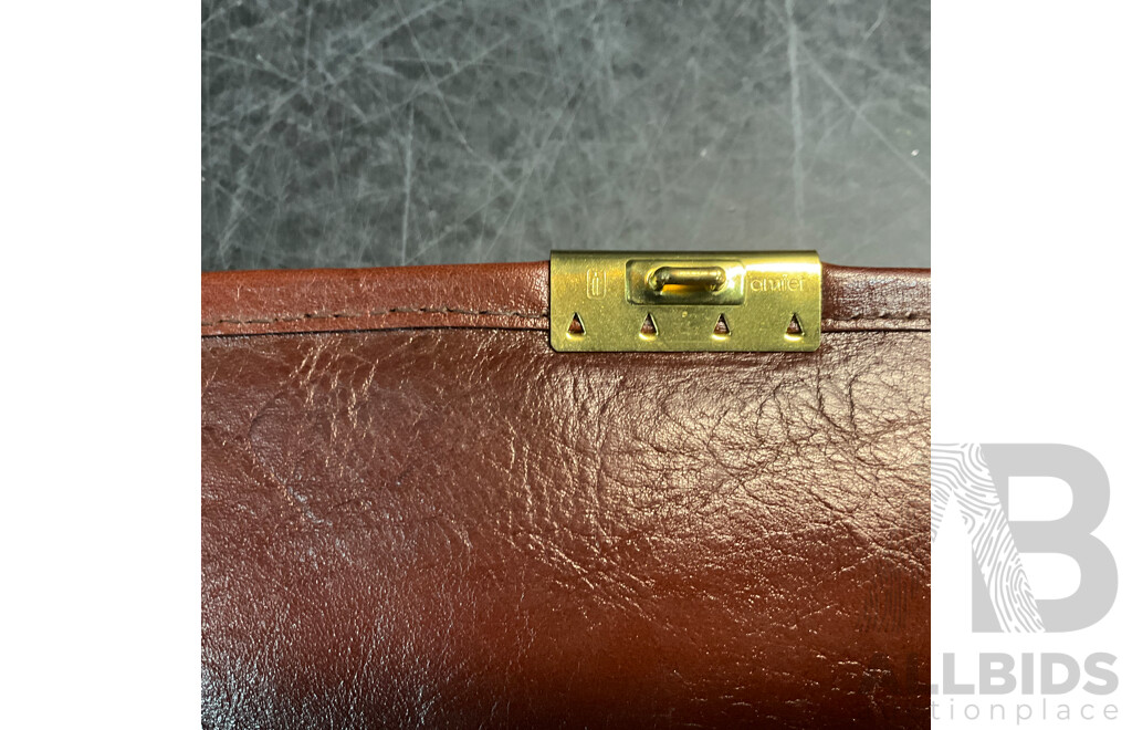 Vintage AMIET Brown Leather Locking Briefcase
