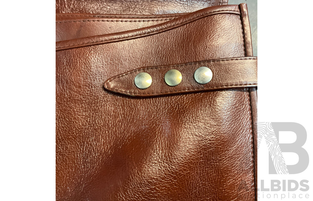 Vintage AMIET Brown Leather Locking Briefcase