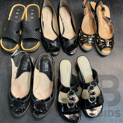 Assorted Women's Open Toe Shoes Included Supersoft, Portland and More - Size 38/39/8 - Lot of 5