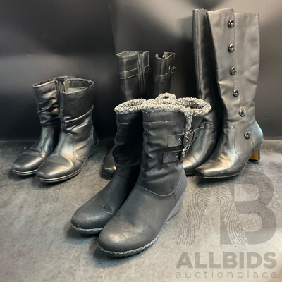 Assorted Women's Black Short & Long Boots  - Size 39/8/9 - Lot of 4