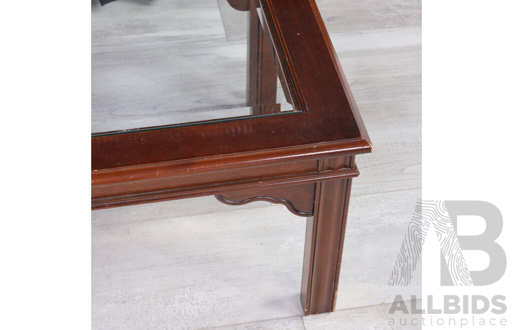Chinese Rosewood Glass Top Coffee Table