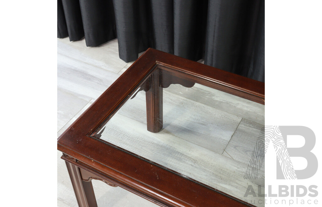 Chinese Rosewood Glass Top Coffee Table