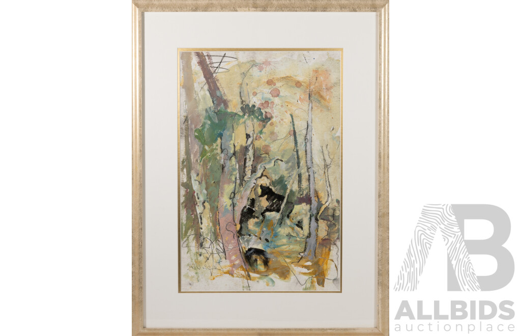 (Likely) Paul McCarthy, (20th Century, Australian, 1966-), Abstract Gum Trees, Wonderful Original Mixed Media Charcoal & Watercolour, 76 x 58 cm (frame)
