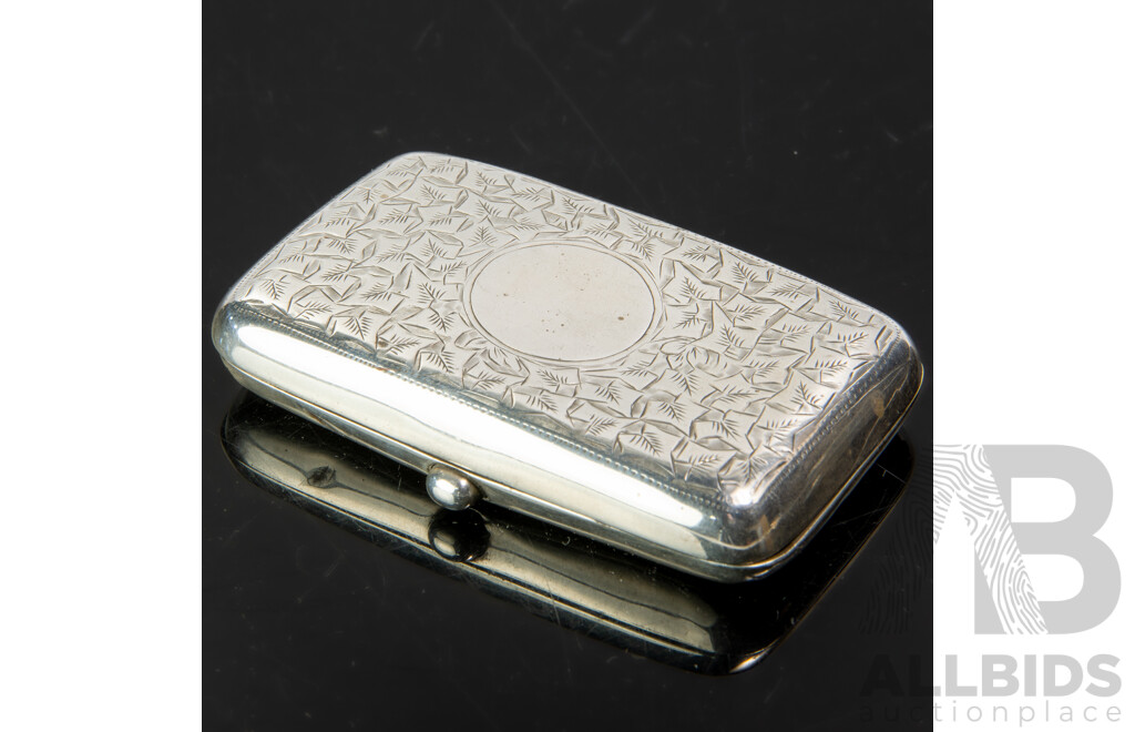 Antique Sterling Silver Case with Engraved Detail to Front, Henry Williamson Ltd, Birmingham, 1914