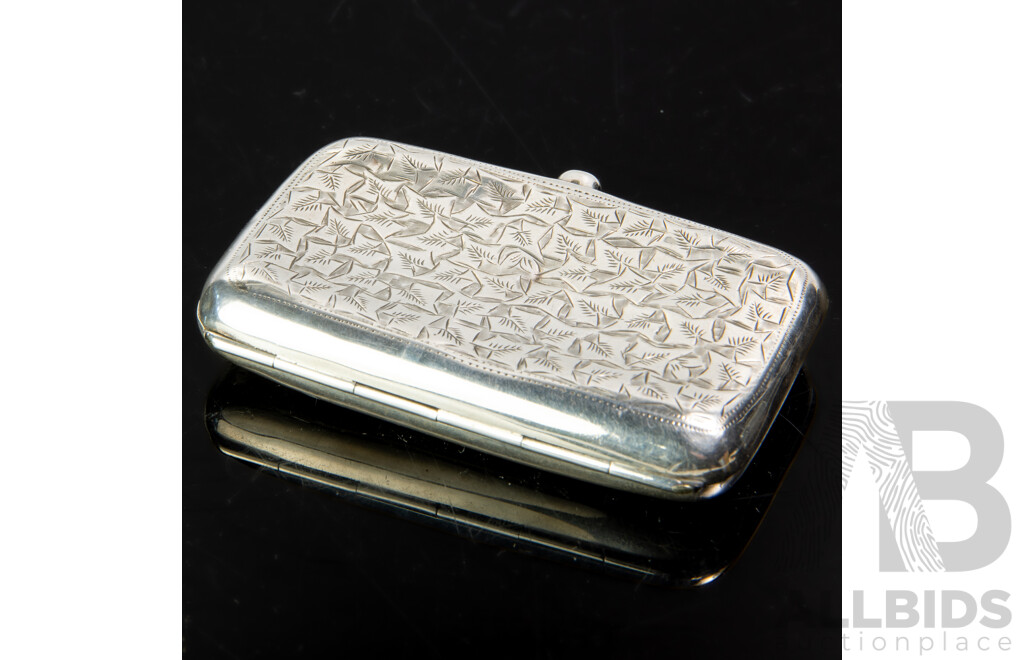 Antique Sterling Silver Case with Engraved Detail to Front, Henry Williamson Ltd, Birmingham, 1914