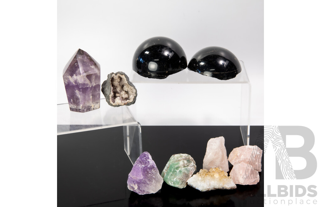 Collection Mineral & Crystal Specimens Including Amethyst and More
