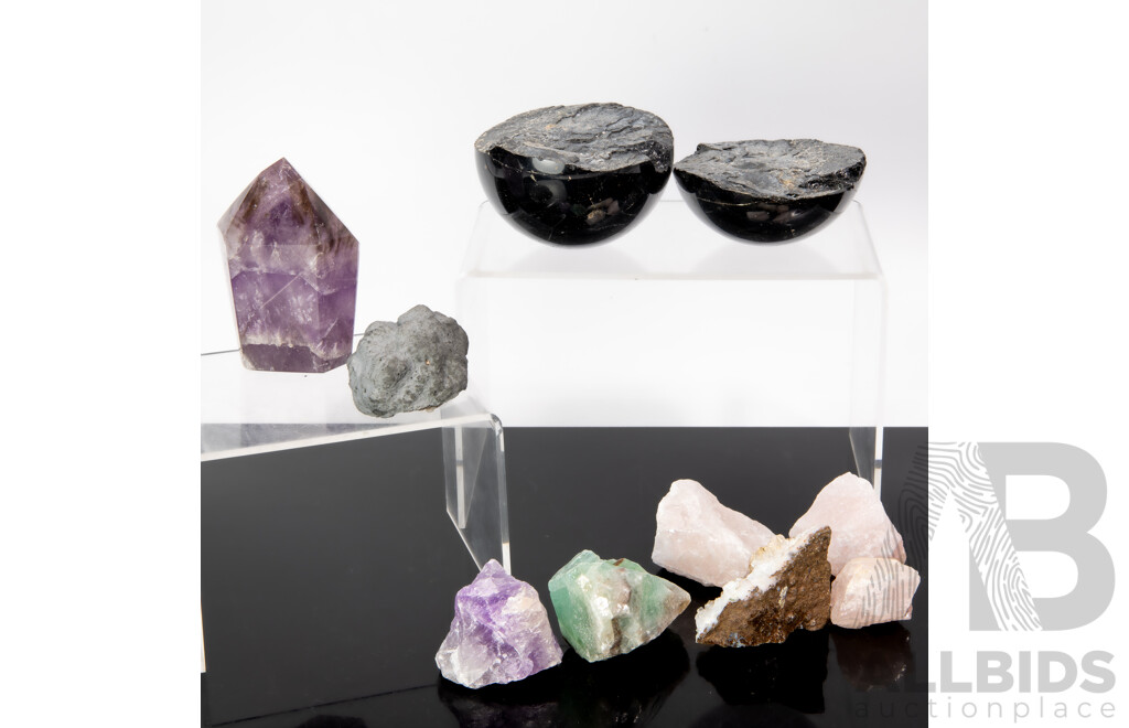 Collection Mineral & Crystal Specimens Including Amethyst and More