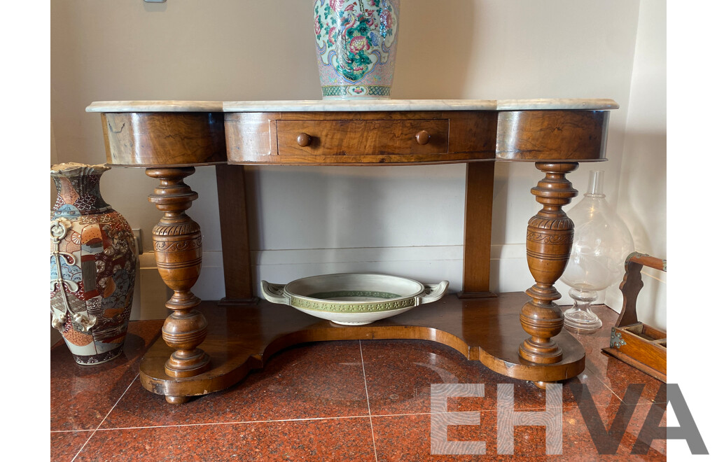 Late 19th Century Marble Topped Walnut Hall Table