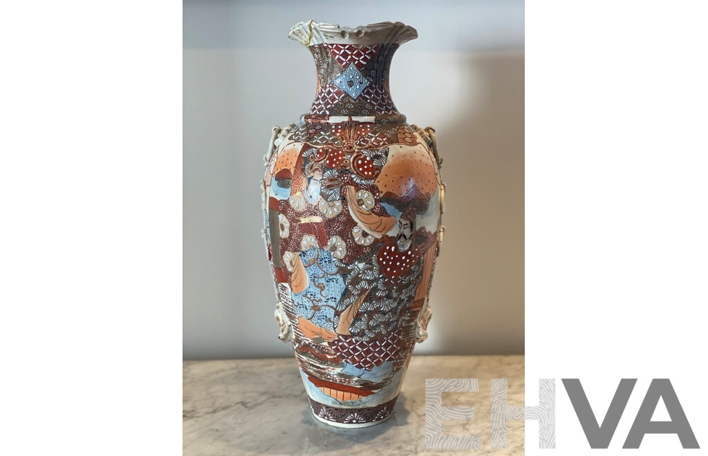 Satsuma Style Vase with Ribbon Applications