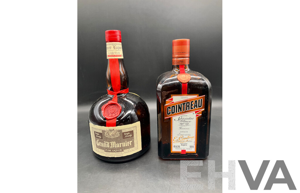 Assorted Vintage Spirits - Grand Marnier, Cointreau Liqueur - Lot of 2