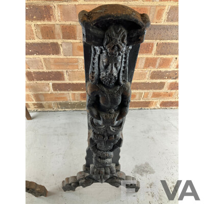 Antique Heavy Gauge Cast Iron Fire Dogs