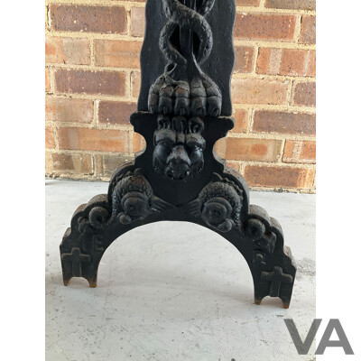 Antique Heavy Gauge Cast Iron Fire Dogs