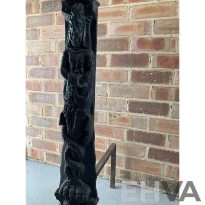 Antique Heavy Gauge Cast Iron Fire Dogs