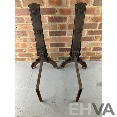 Antique Heavy Gauge Cast Iron Fire Dogs