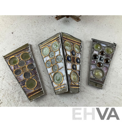 Antique Wrought Iron Lantern with Leadlight Panels